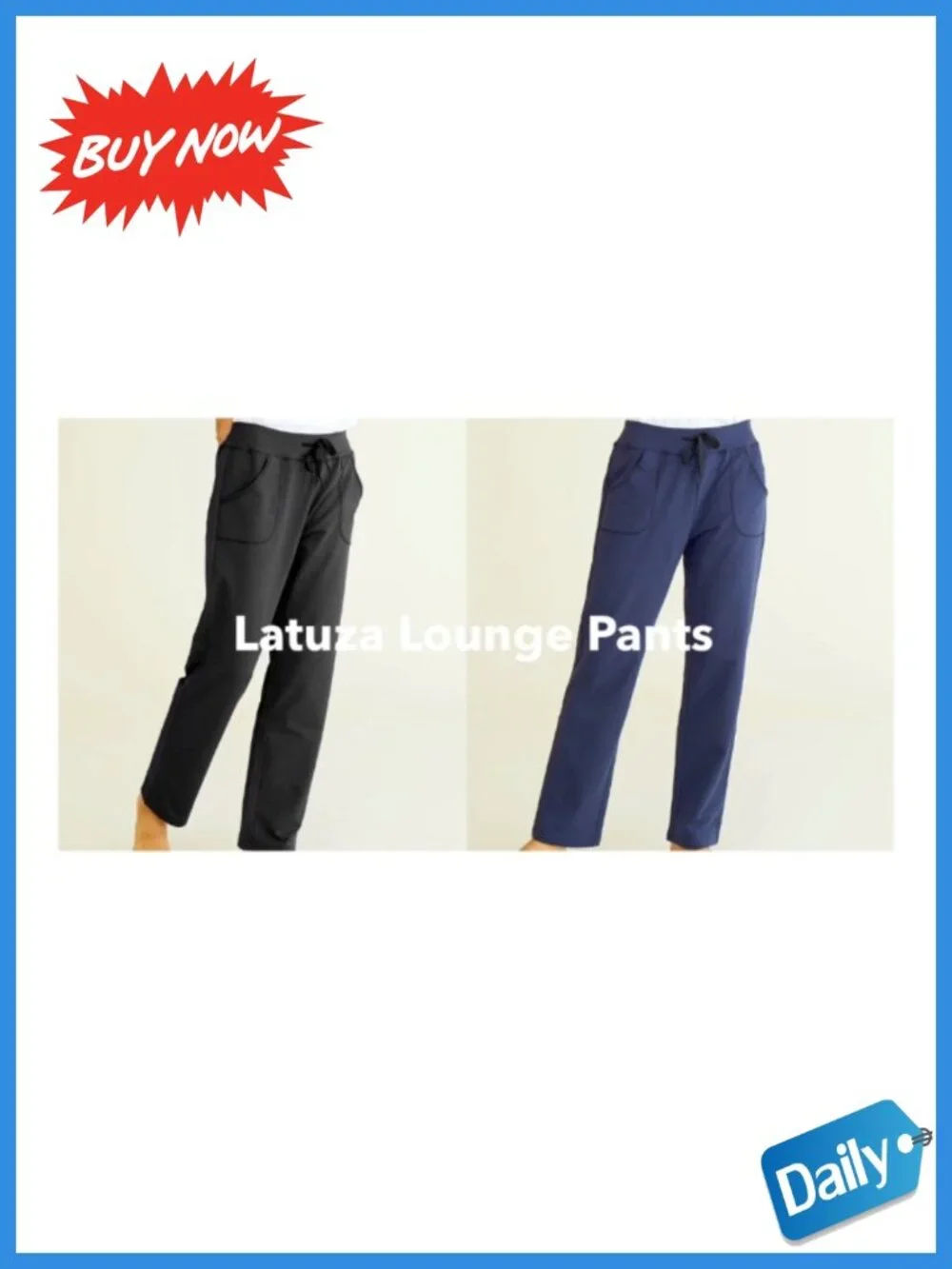 Cotton Lounge Pants Straight Leg Full Length Drawstring Patch Pockets